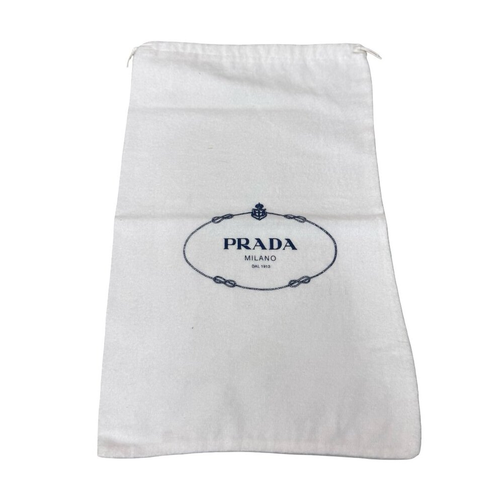 Prada Milano White Drawstring Dust Bag 13.5”x8.5” Cotton Blend Handbags Or Shoes - Picture 1 of 7